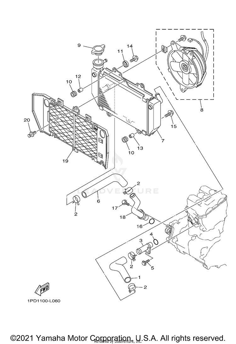 Radiator Hose YFZ450 - YFZ45BB - 2012 Schematic