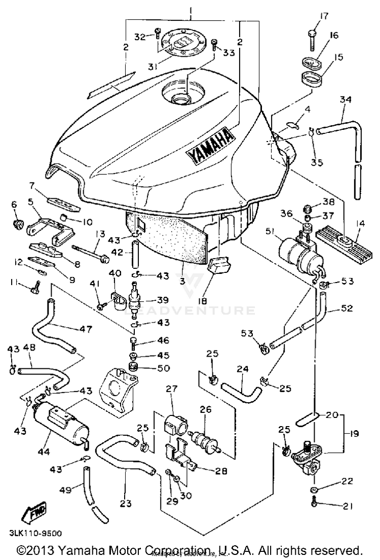 Fuel Tank California Model Only Schematic