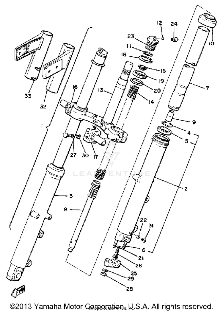 Front Fork XS1100H - 1981 Schematic
