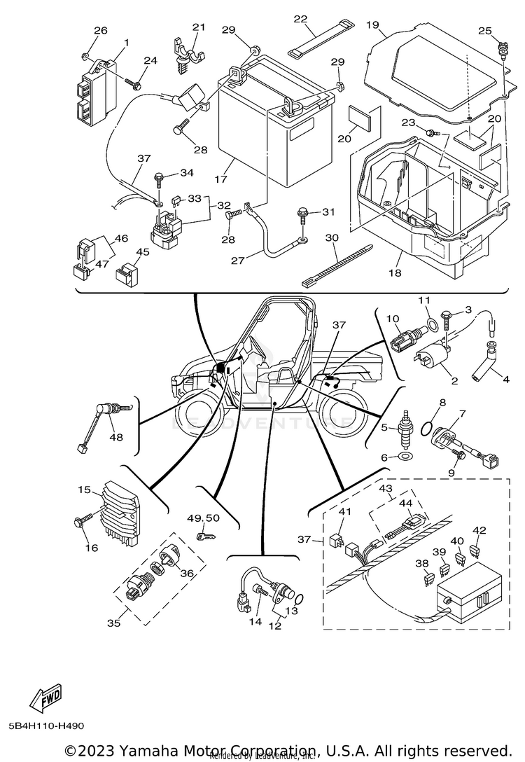Electrical 1 RHINO 700 FI - YXR7FYGR - 2009 Schematic