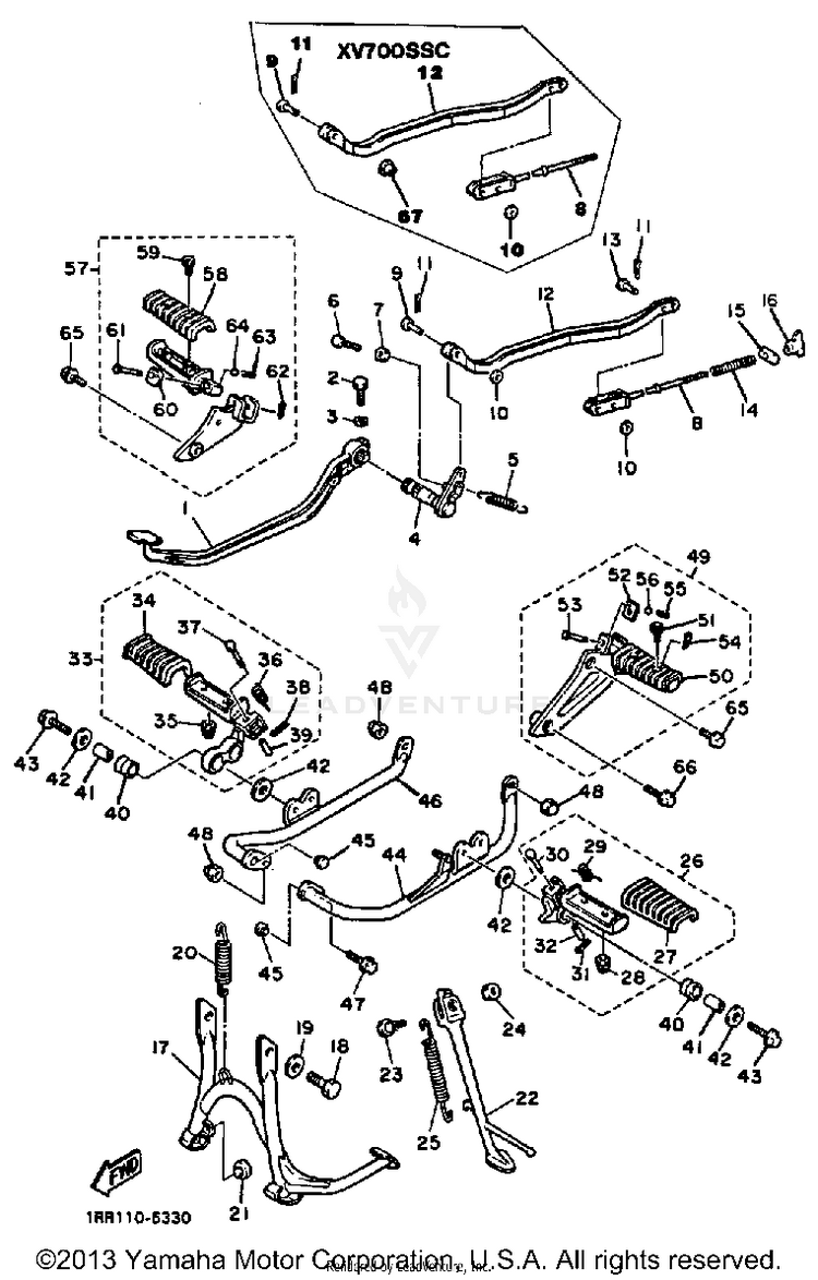Stand Footrest VIRAGO 700 - XV700SSC - 1986 Schematic