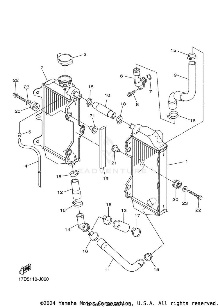 Radiator Hose YZ250FB - YZ250FBL - 2012 Schematic