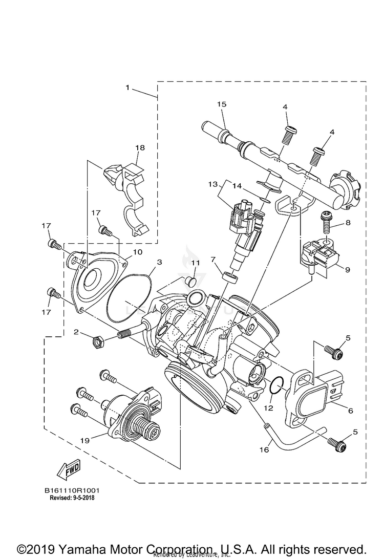 Throttle Body Assy 1 KODIAK 700 - YFM70KDXJG - 2018 Schematic