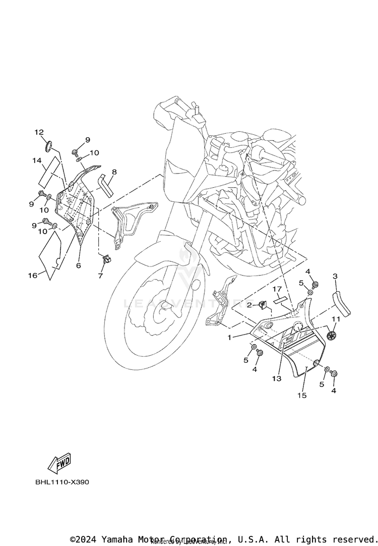 Cowling 2 TENERE 700 - XTZ7NB - 2022 Schematic
