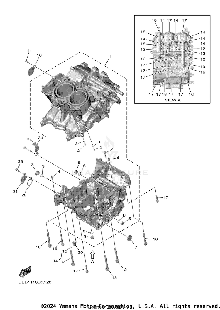 Crankcase YZFR7 - YZFR7SCB - 2025 Schematic