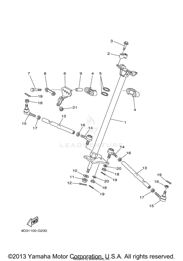 Steering RAPTOR 250 - YFM25RYL - 2009 Schematic