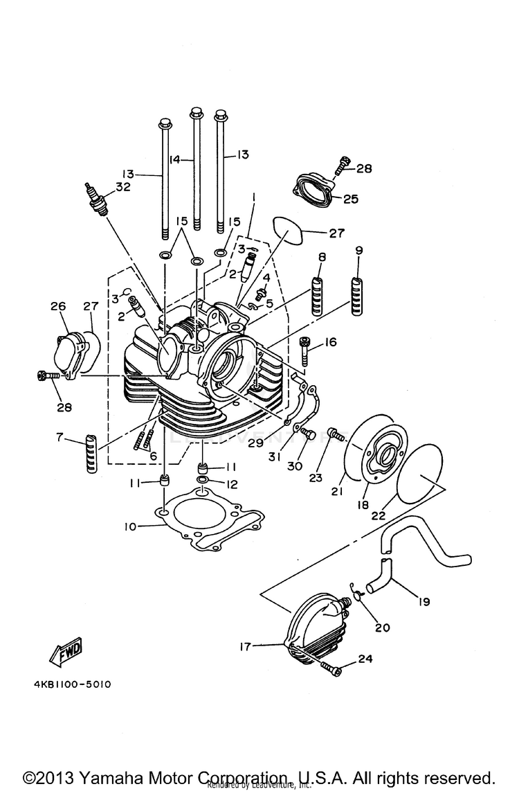 Cylinder Head WOLVERINE 4WD - YFM350FXH - 1996 Schematic
