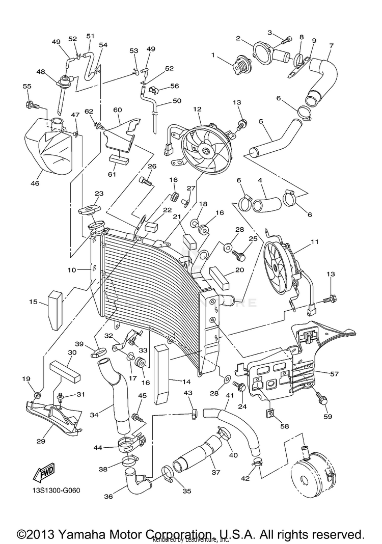 Radiator Hose YZFR6 - YZFR6ACR - 2011 Schematic