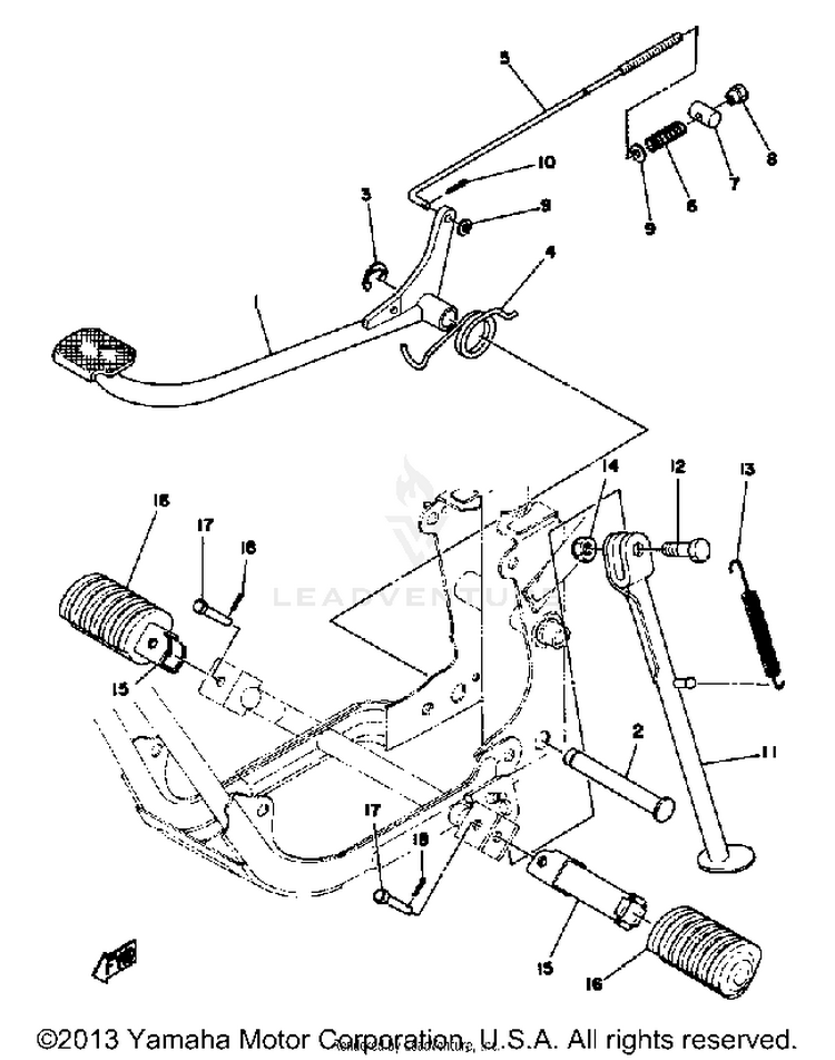 Stand - Footrest - Brake Pedal GT80E - 1978 Schematic