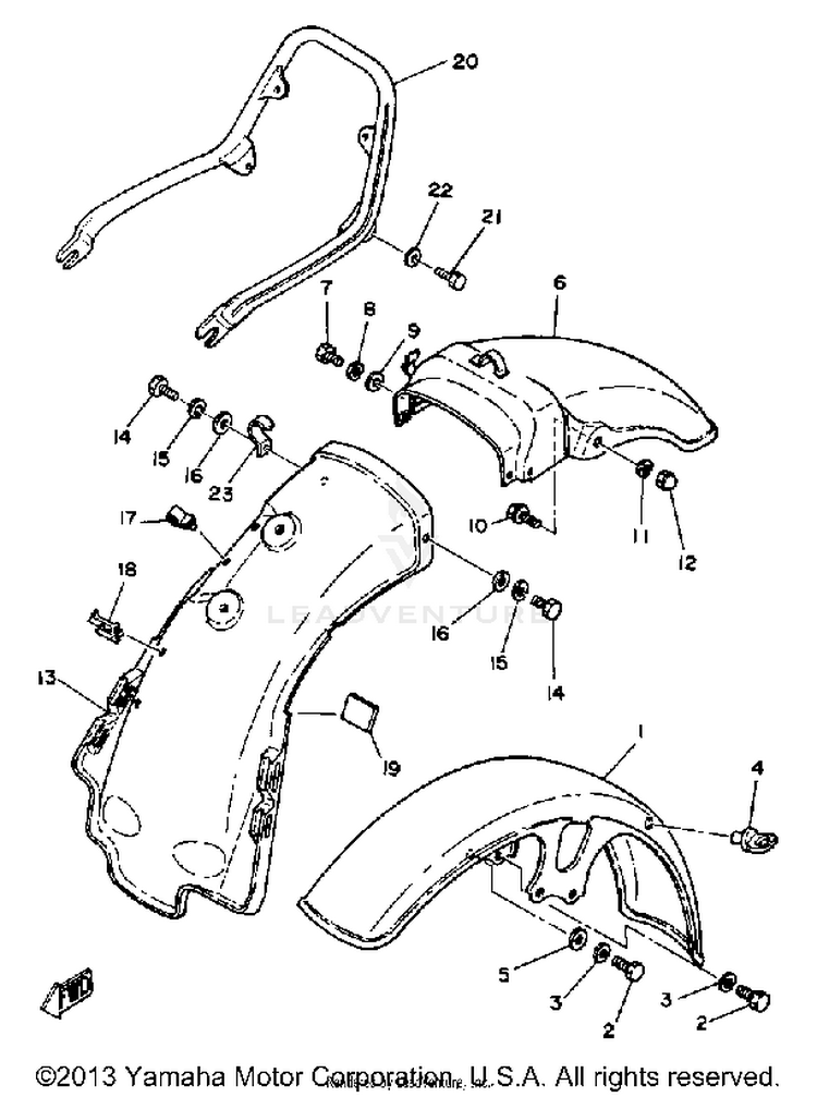 Front Fender Rear Fender XS1100SH - 1981 Schematic