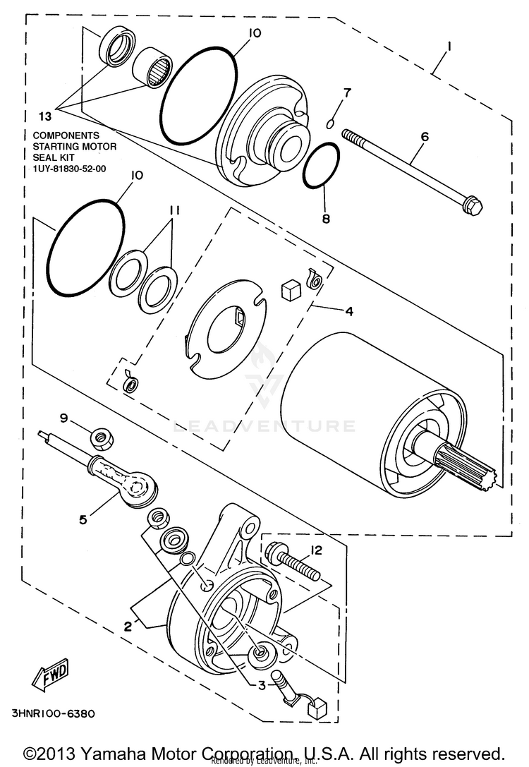 Starting Motor BIG BEAR 4WD - YFM350FWH - 1996 Schematic