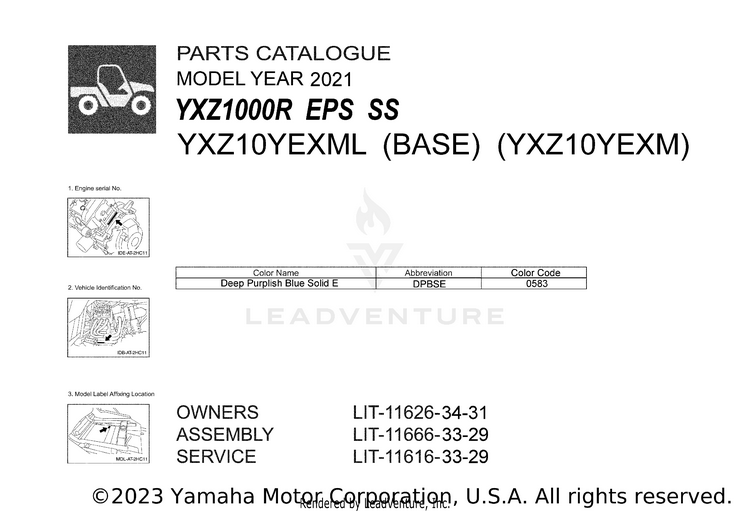 1 Title Page YXZ1000R EPS SS - YXZ10YEXML - 2021 Schematic