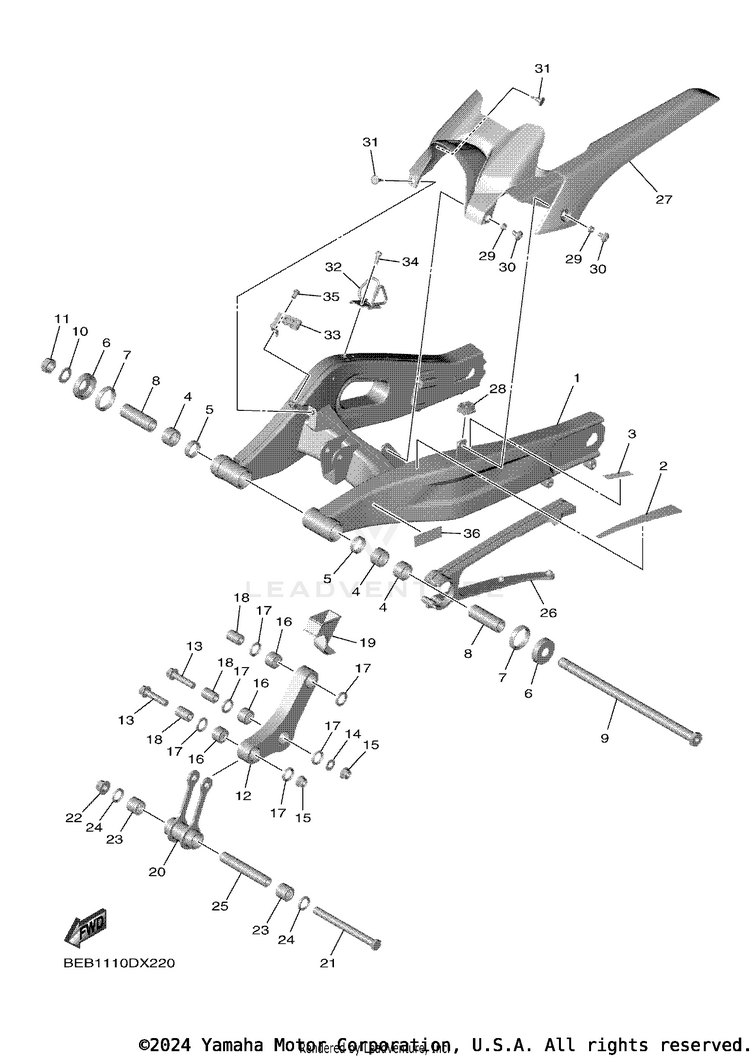 Rear Arm YZFR7 - YZFR7SCB - 2025 Schematic
