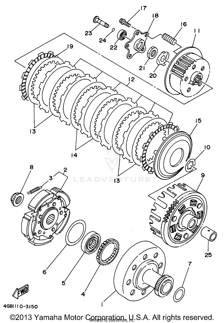 Clutch KODIAK 4WD - YFM400FWF - 1994 Schematic
