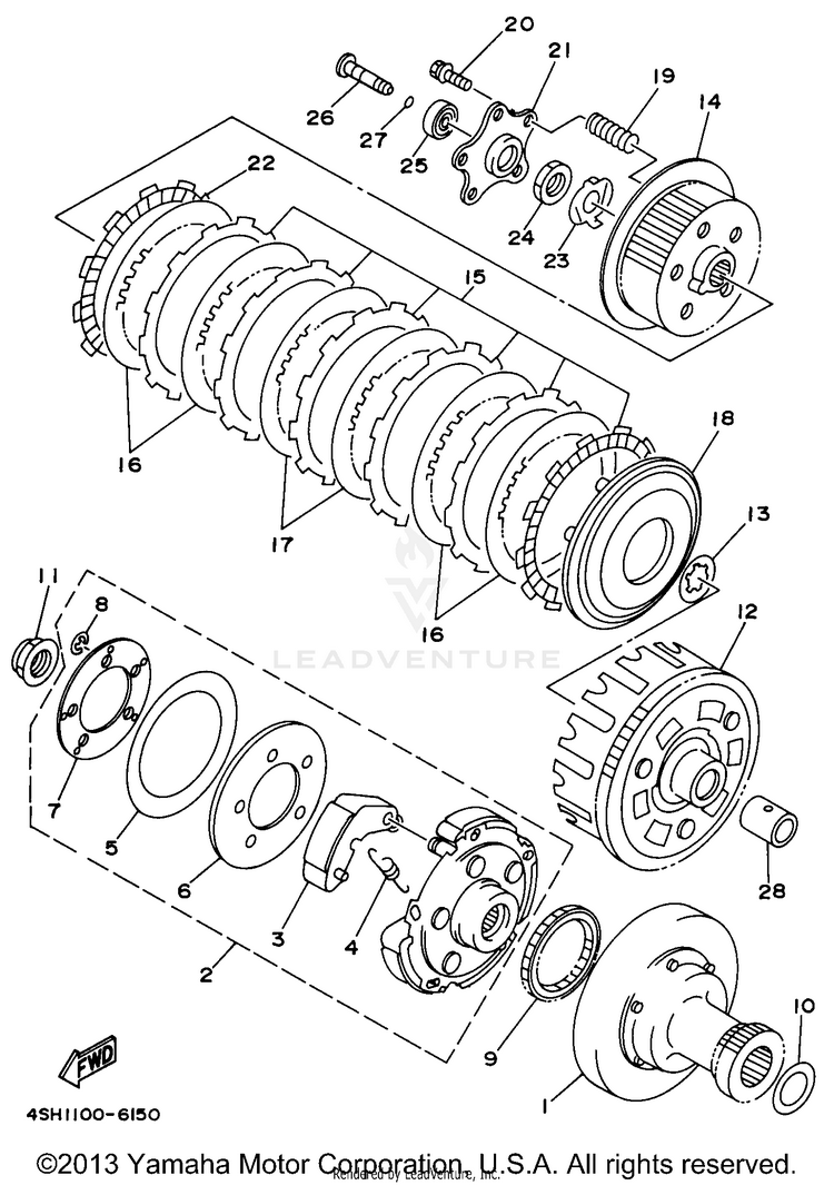 Clutch KODIAK 4WD - YFM400FWH - 1996 Schematic