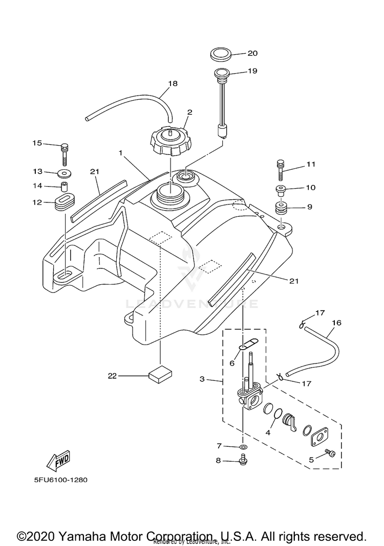 Fuel Tank BIG BEAR 2WD YFM400H - YFM400HN - 2001 Schematic