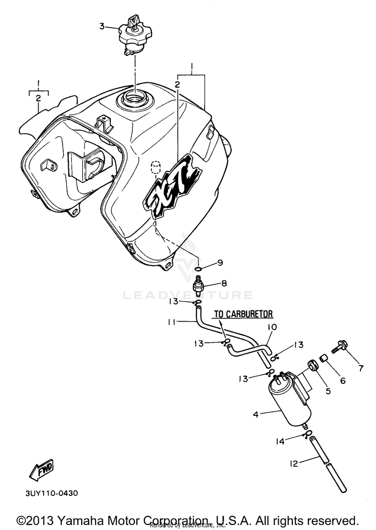 Fuel Tank California Model Only Schematic
