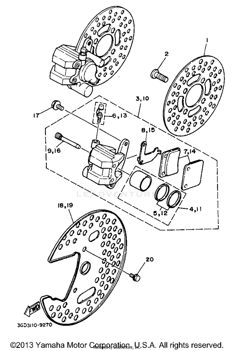 Front Brake Caliper BANSHEE - YFZ350G_MN - 1995 Schematic