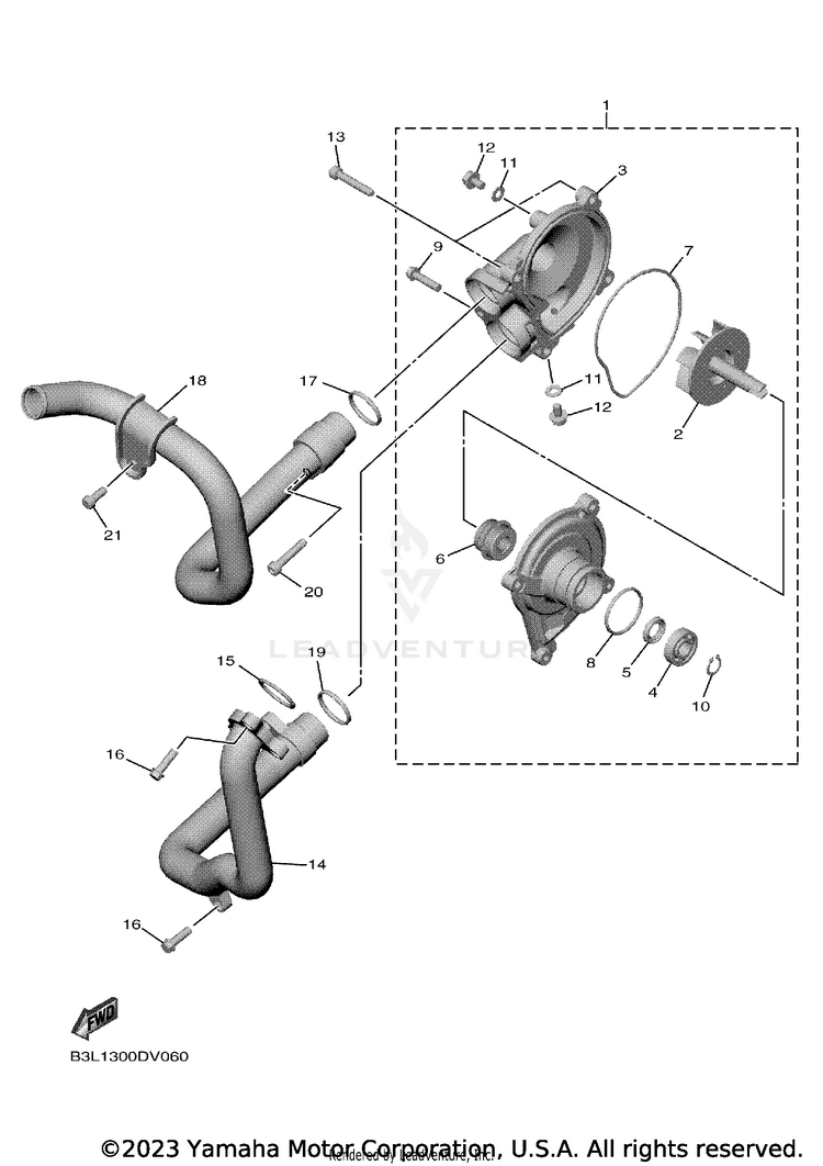 Water Pump YZFR1 - YZFR1LCB - 2020 Schematic