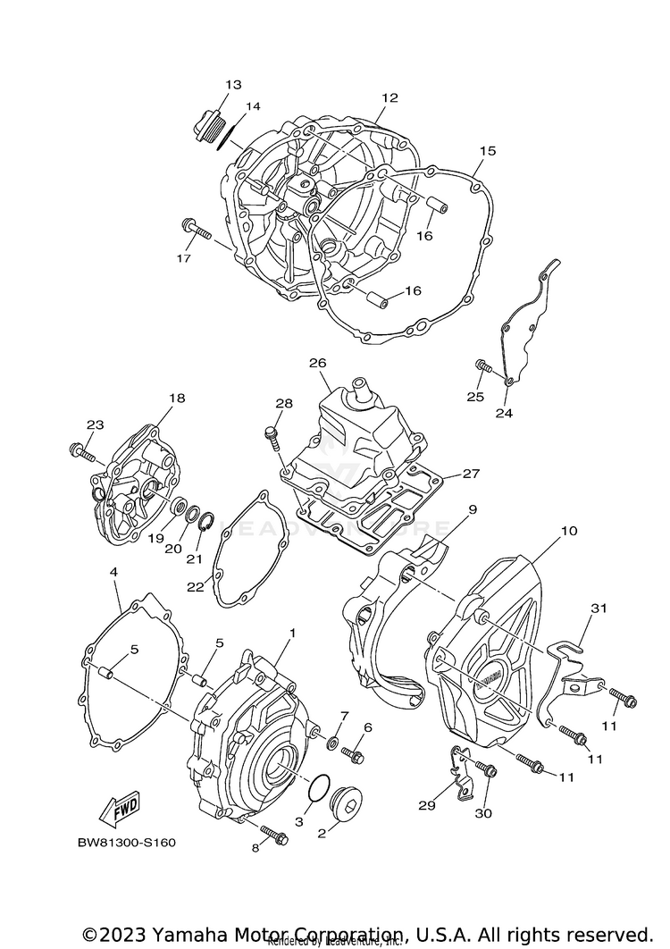 Crankcase Cover 1 MT10 - MT10KCB - 2019 Schematic
