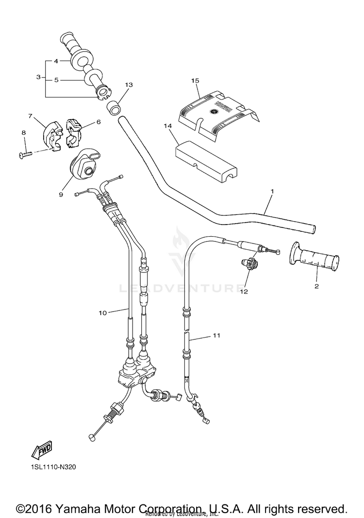 Steering Handle Cable YZ250F - YZ250FG - 2016 Schematic