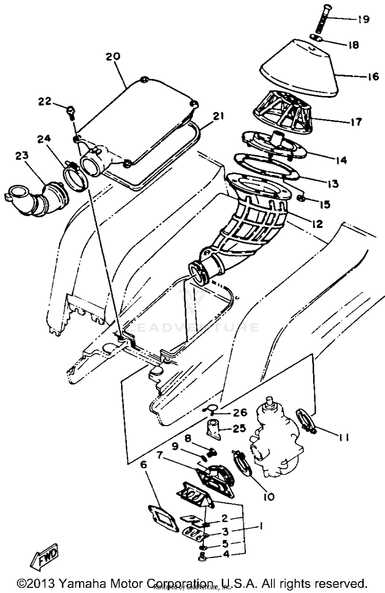 Air Filter BLASTER - YFS200D - 1992 Schematic