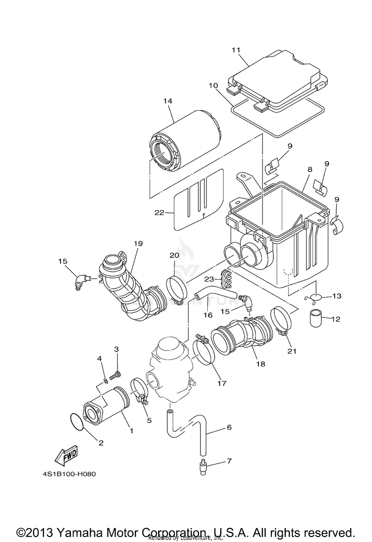 Intake BIG BEAR 400 4WD - YFM40FBAGR - 2011 Schematic