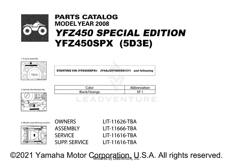 1 Title Page YFZ450 SPECIAL EDITI - YFZ450SPX - 2008 Schematic