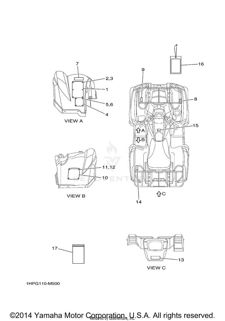 Emblem Label 1 GRIZZLY 700 EPS 4WD - YFM700PFG - 2015 Schematic
