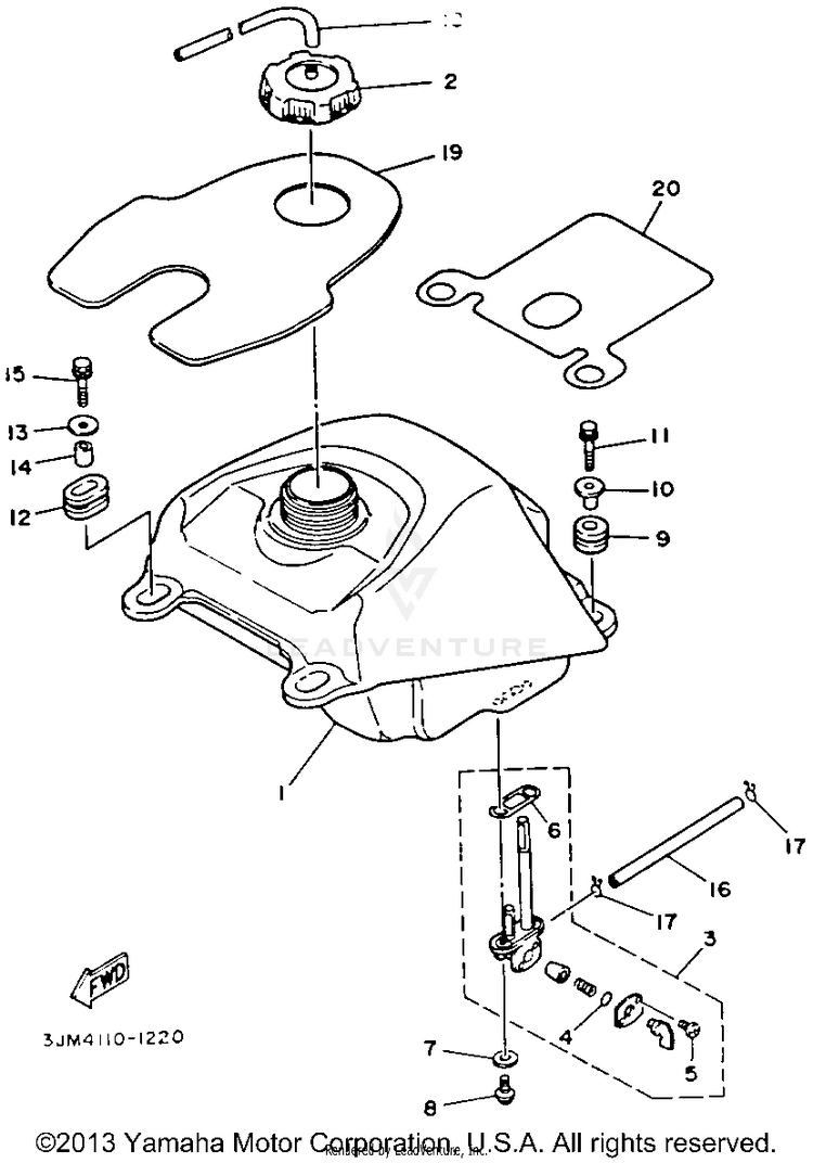 Fuel Tank BLASTER - YFS200D_MN - 1992 Schematic