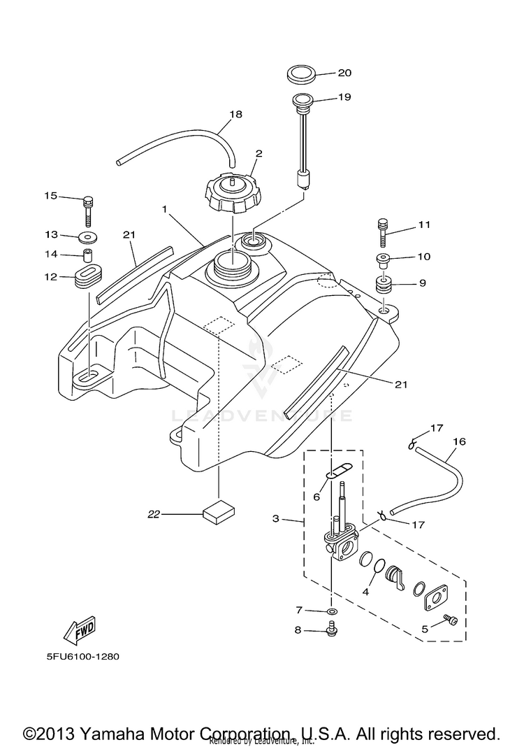 Fuel Tank BIG BEAR 4WD - YFM40FN - 2001 Schematic