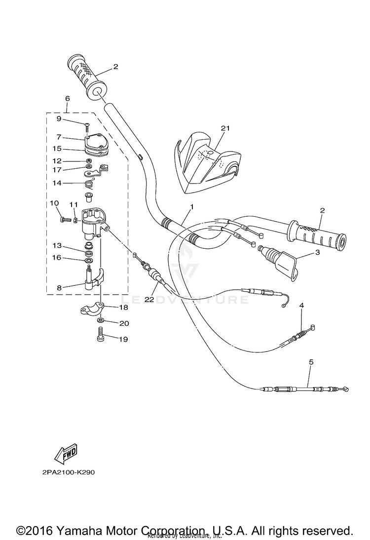Steering Handle Cable RAPTOR 125 - YFM125RBL - 2012 Schematic