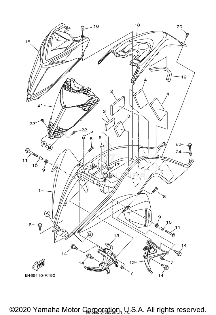 Front Fender RAPTOR 700R - YFM70RSCLL - 2020 Schematic