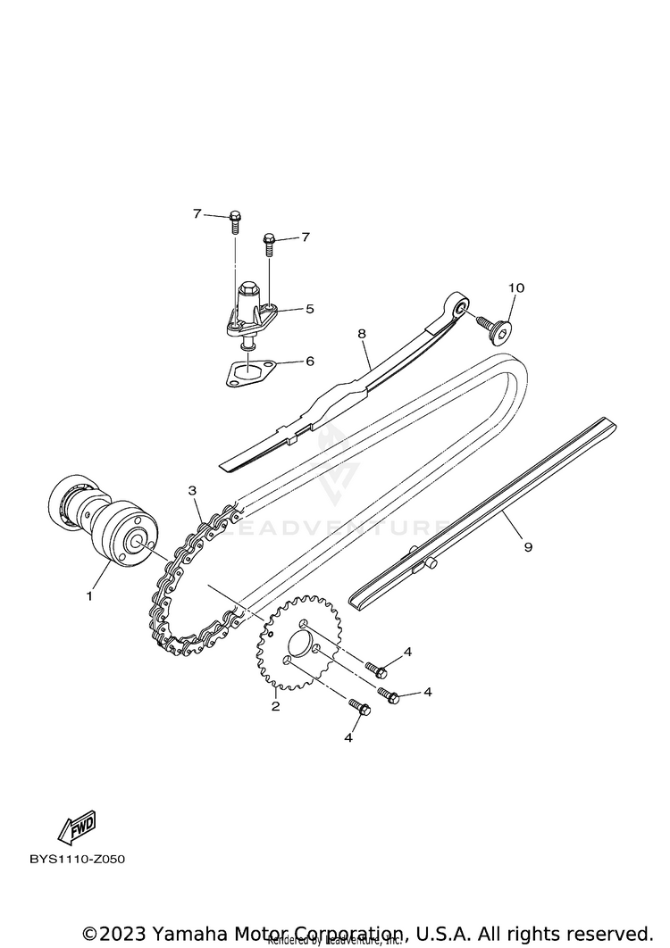 Camshaft & Chain RAPTOR 110 - YFM01RYXRG - 2024 Schematic