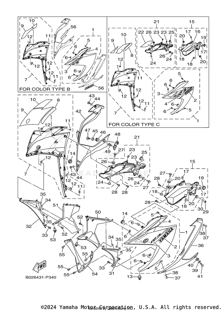 Cowling 1 YZFR3 - YZFR3FB - 2015 Schematic