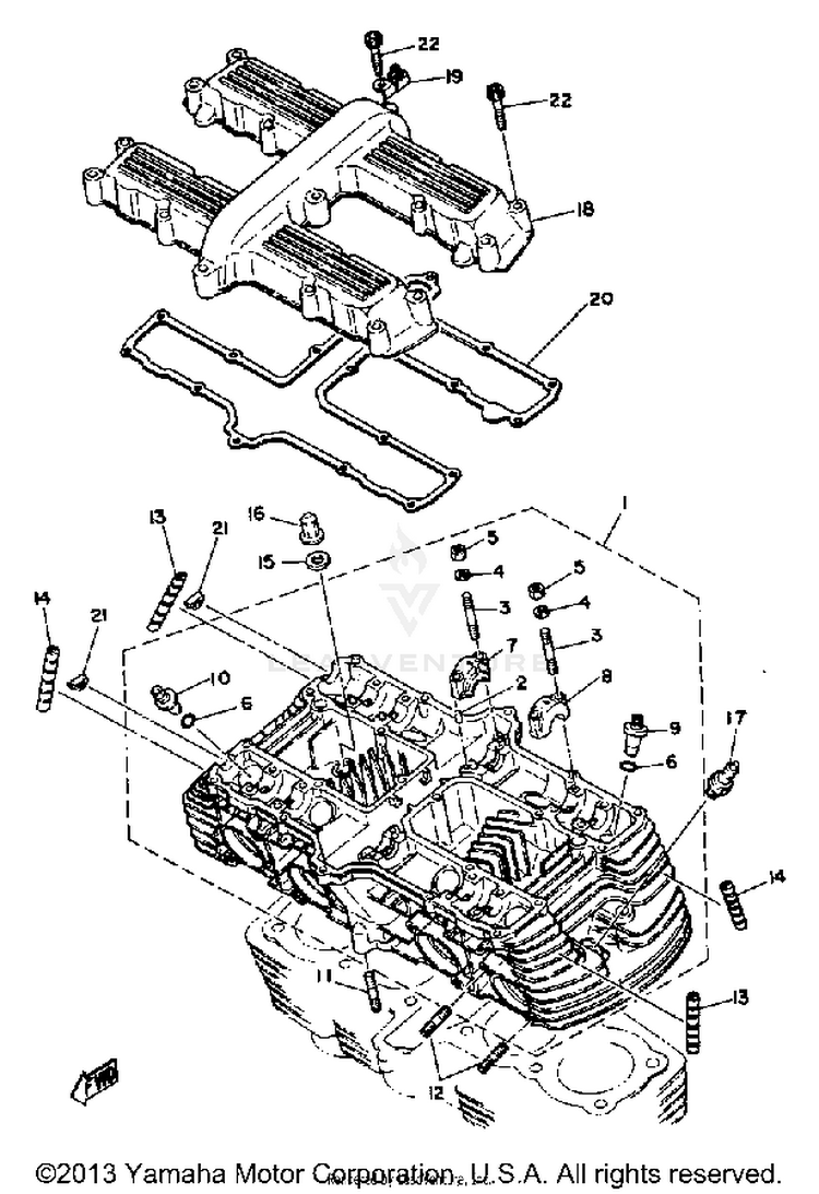 Cylinder Head XS1100LG - 1980 Schematic
