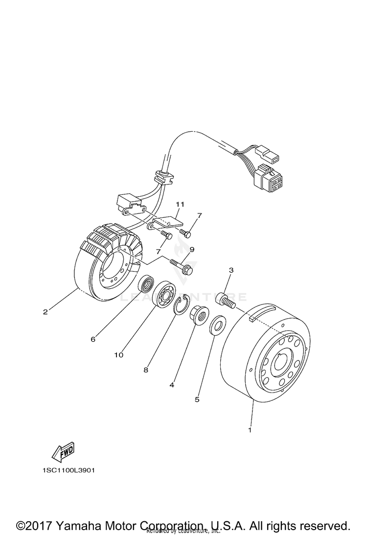 Generator GRIZZLY 300 - YFM30GDGR - 2013 Schematic
