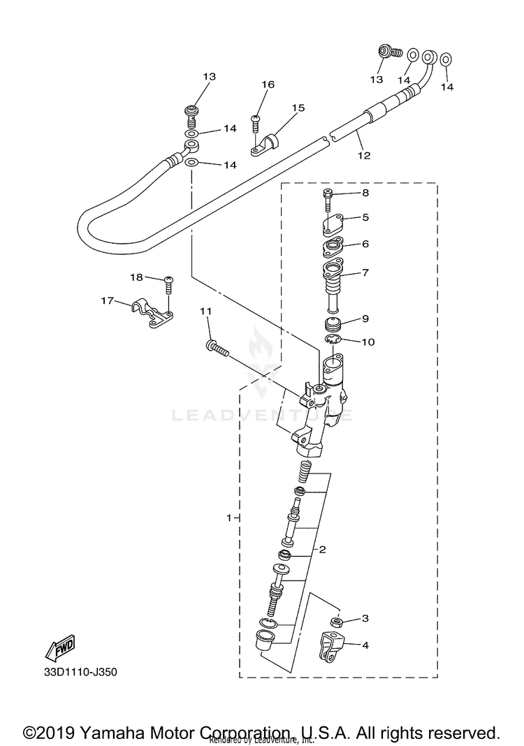 Rear Master Cylinder YZ450FB - YZ450FBL - 2012 Schematic