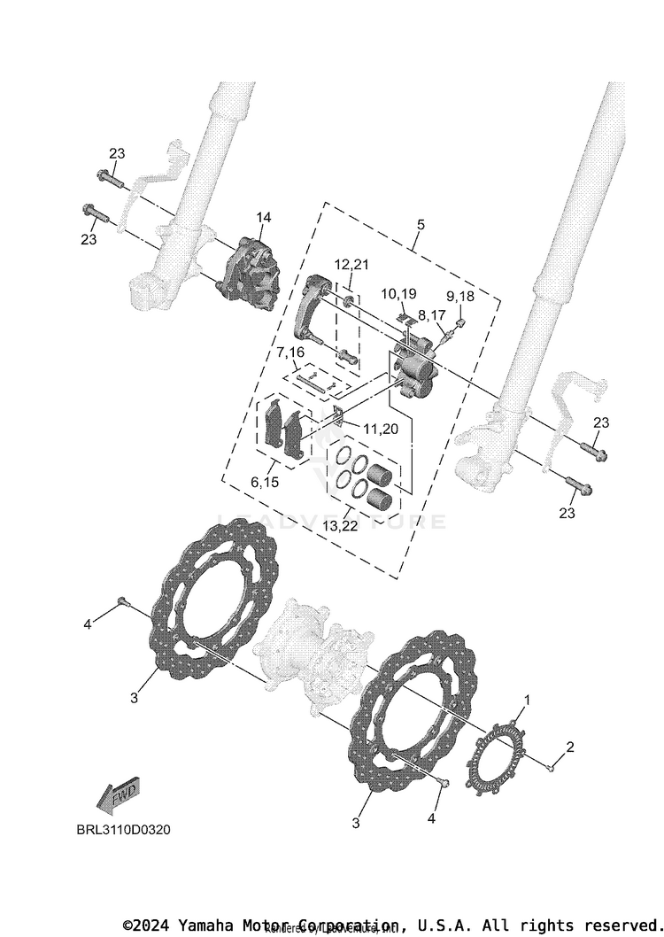 Front Brake Caliper TENERE 700 WORLD RAI - XTZ7WRTCB - 2026 Schematic