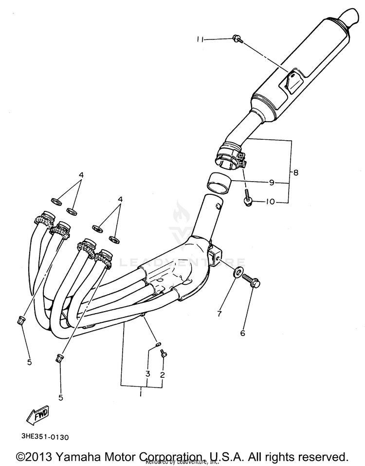 Exhaust 1 Non California Schematic