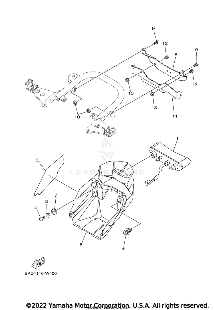Taillight YFZ450R SE - YFZ45YSSNB - 2022 Schematic
