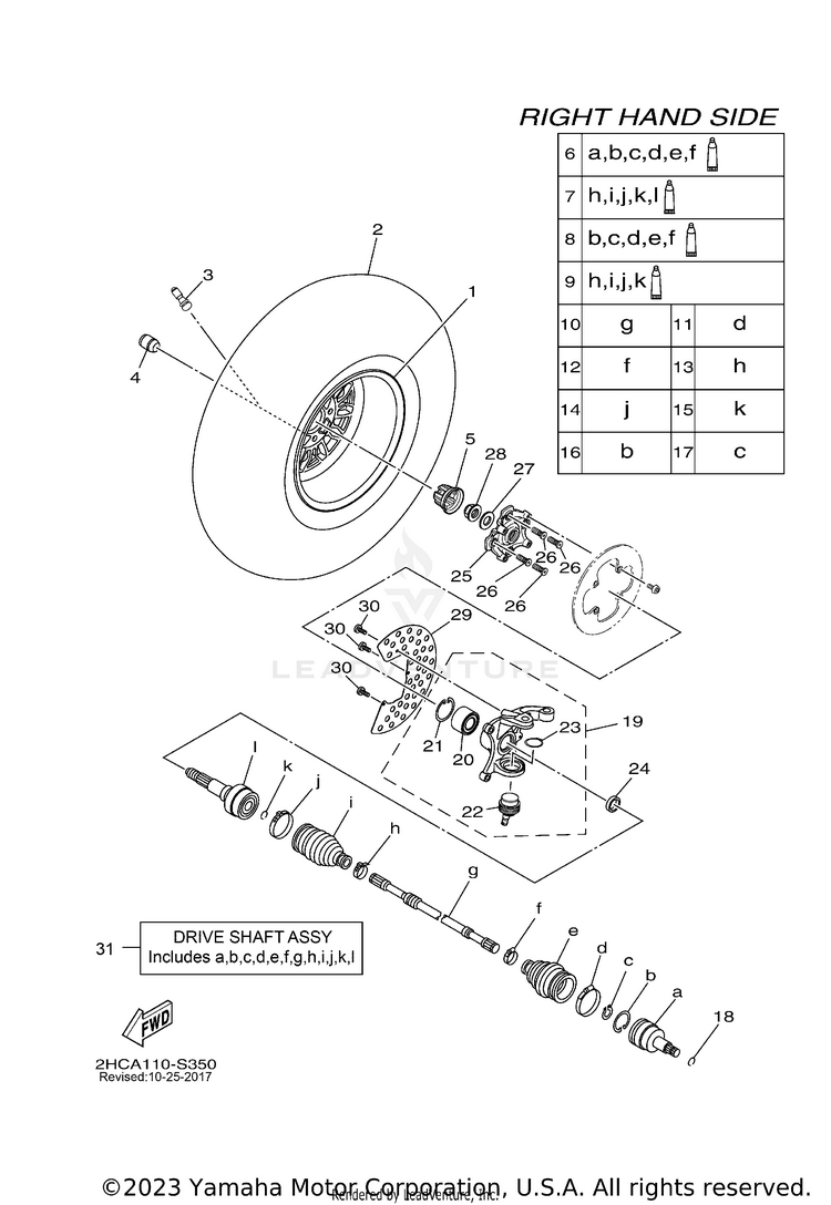 Front Wheel 2 YXZ1000R EPS SS - YXZ10YEXHL - 2017 Schematic