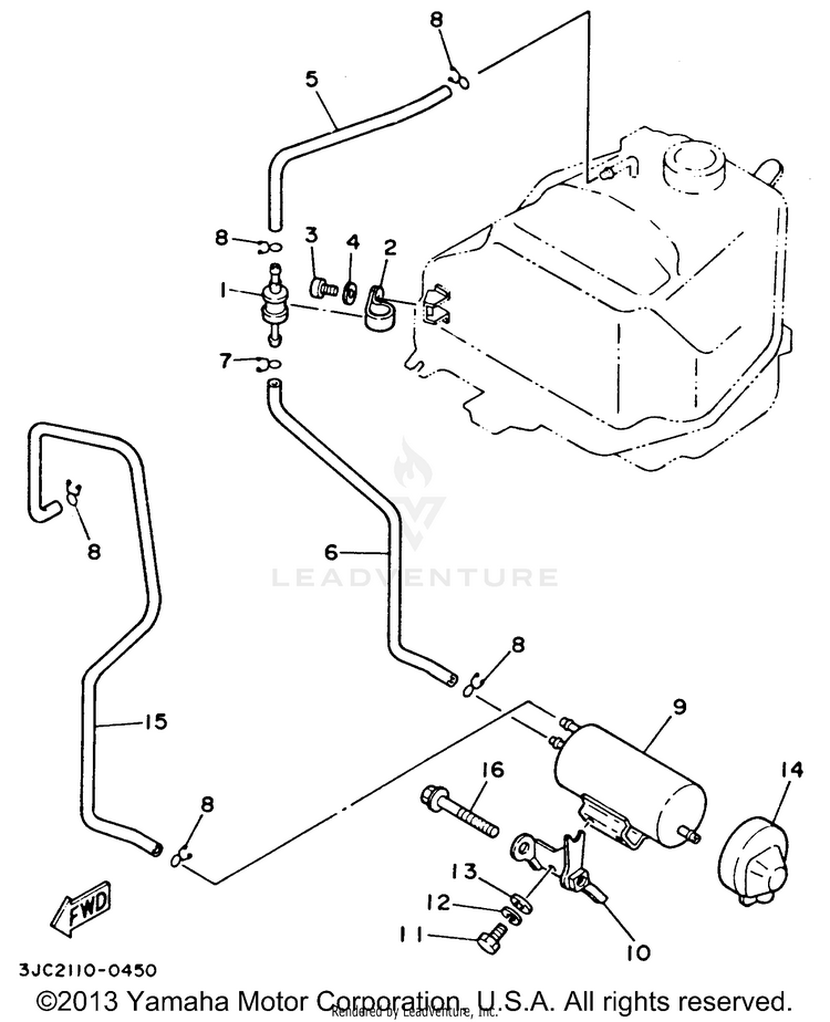 Fuel Tank 2 California Model Only Schematic
