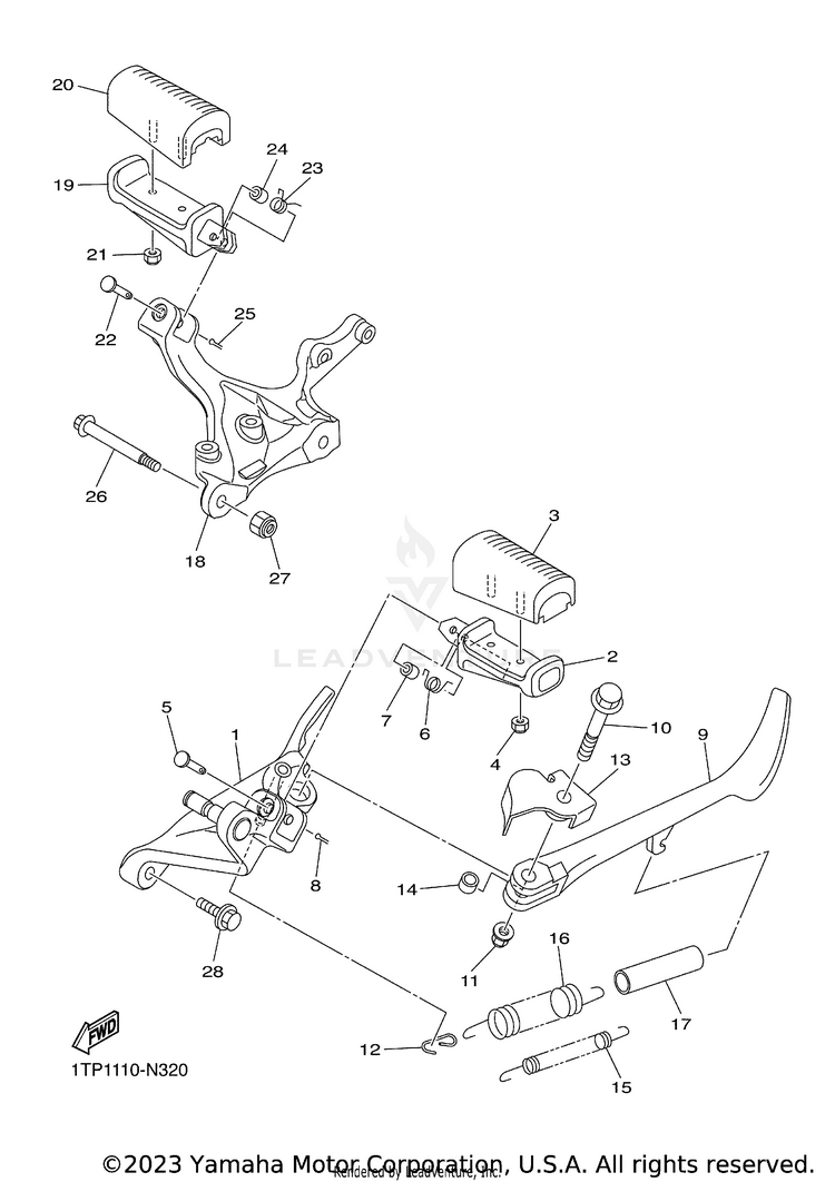 Stand Footrest BOLT R SPEC CA - XVS95CFCB - 2015 Schematic