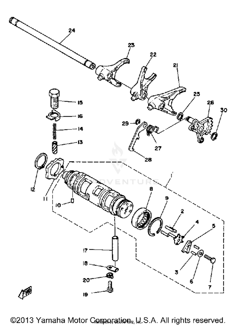 Shift Cam Fork XS1100SG - 1980 Schematic