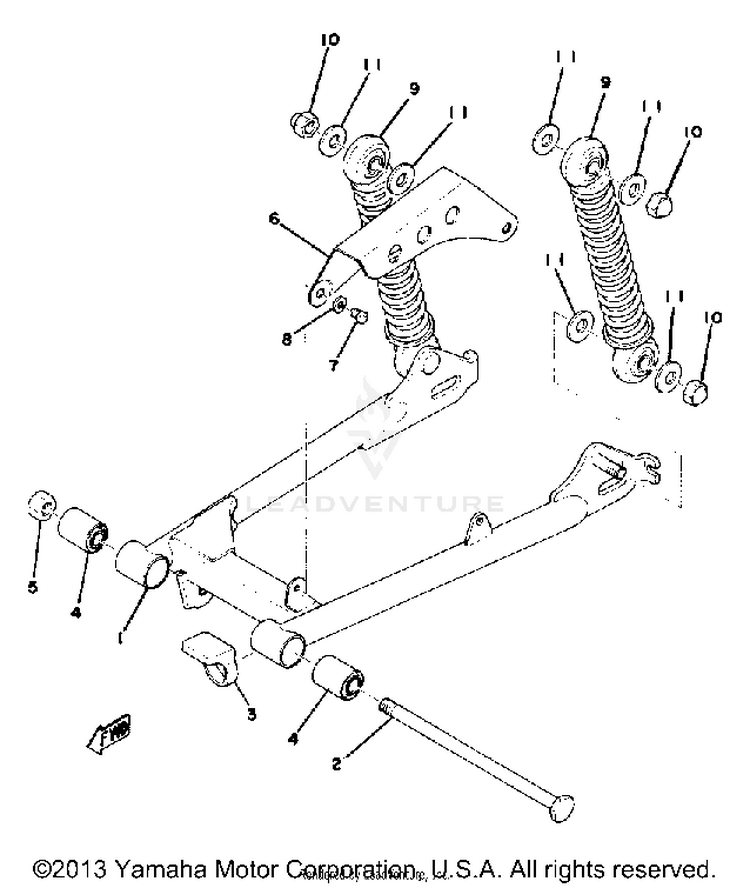 Rear Arm - Rear Cushion - Chain Case GTMXE - 1978 Schematic