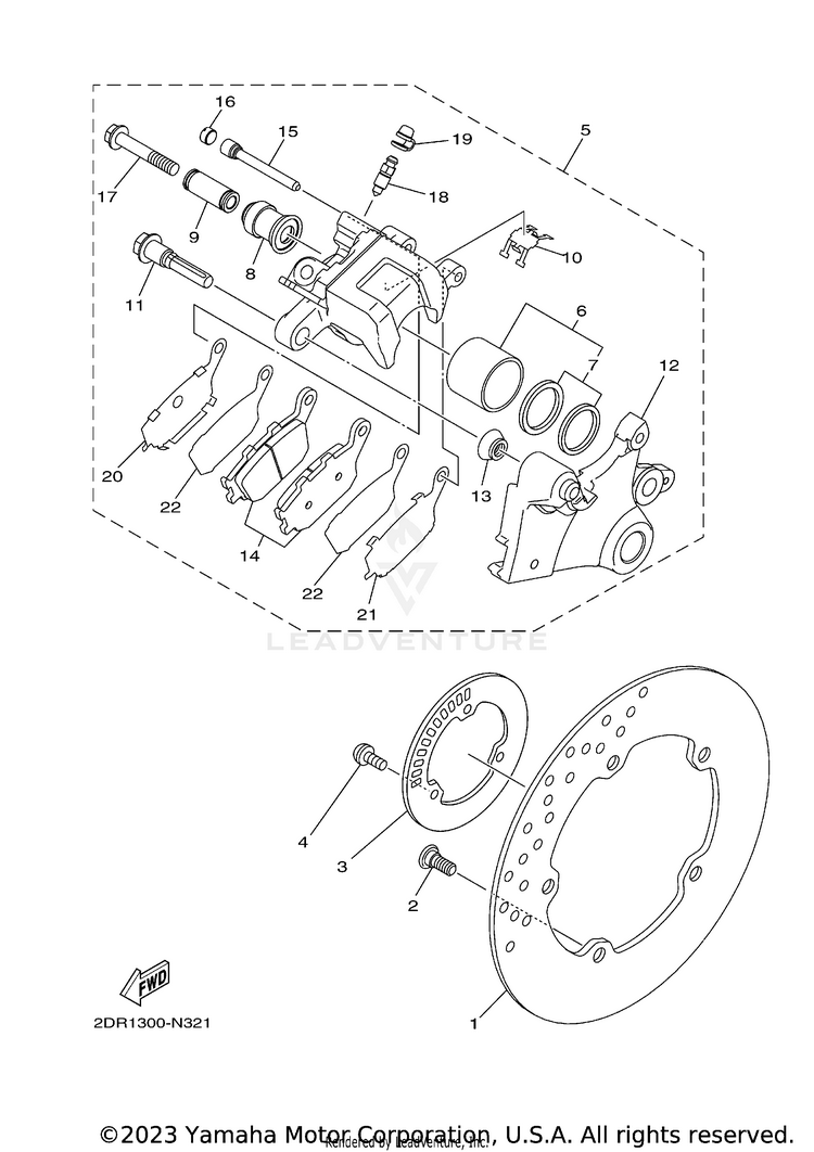 Rear Brake Caliper MT07 - MT07MCB - 2021 Schematic