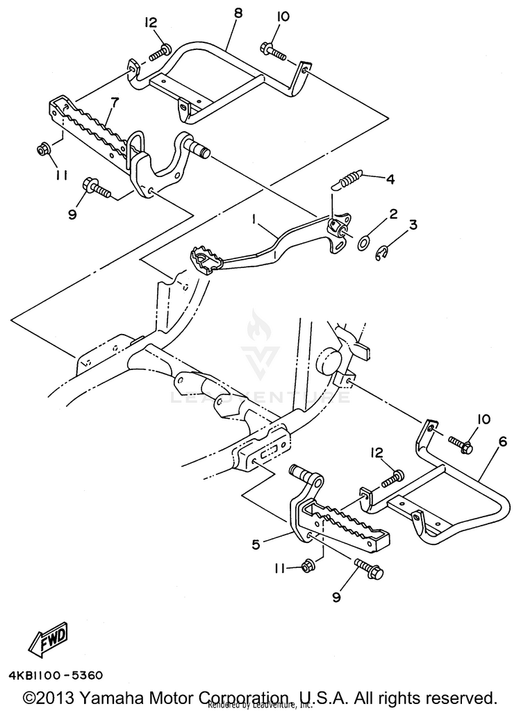 Stand - Footrest WOLVERINE 4WD - YFM350FXH - 1996 Schematic