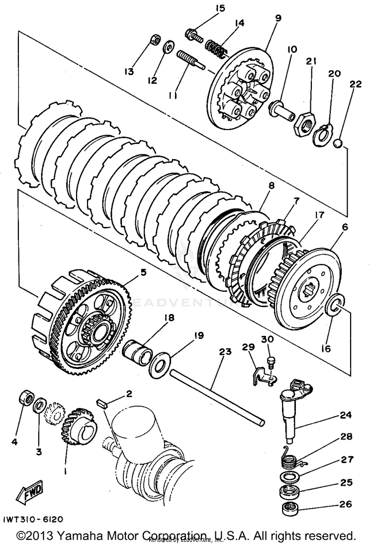 Clutch BANSHEE - YFZ350G - 1995 Schematic