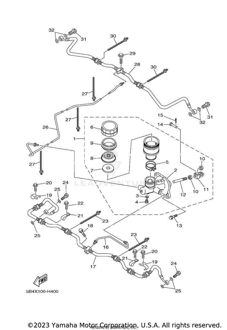 Rear Master Cylinder RHINO 700 FI  SPECIA - YXR7FSEYB - 2009 Schematic